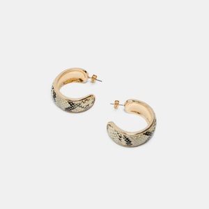 NEW Zara Faux Snakeskin Print Hoop Earrings